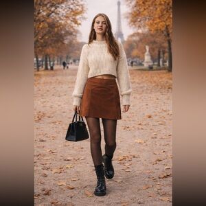 Suede Anthropologie NWT Retrofete Juana Suede Mini Skirt size M.